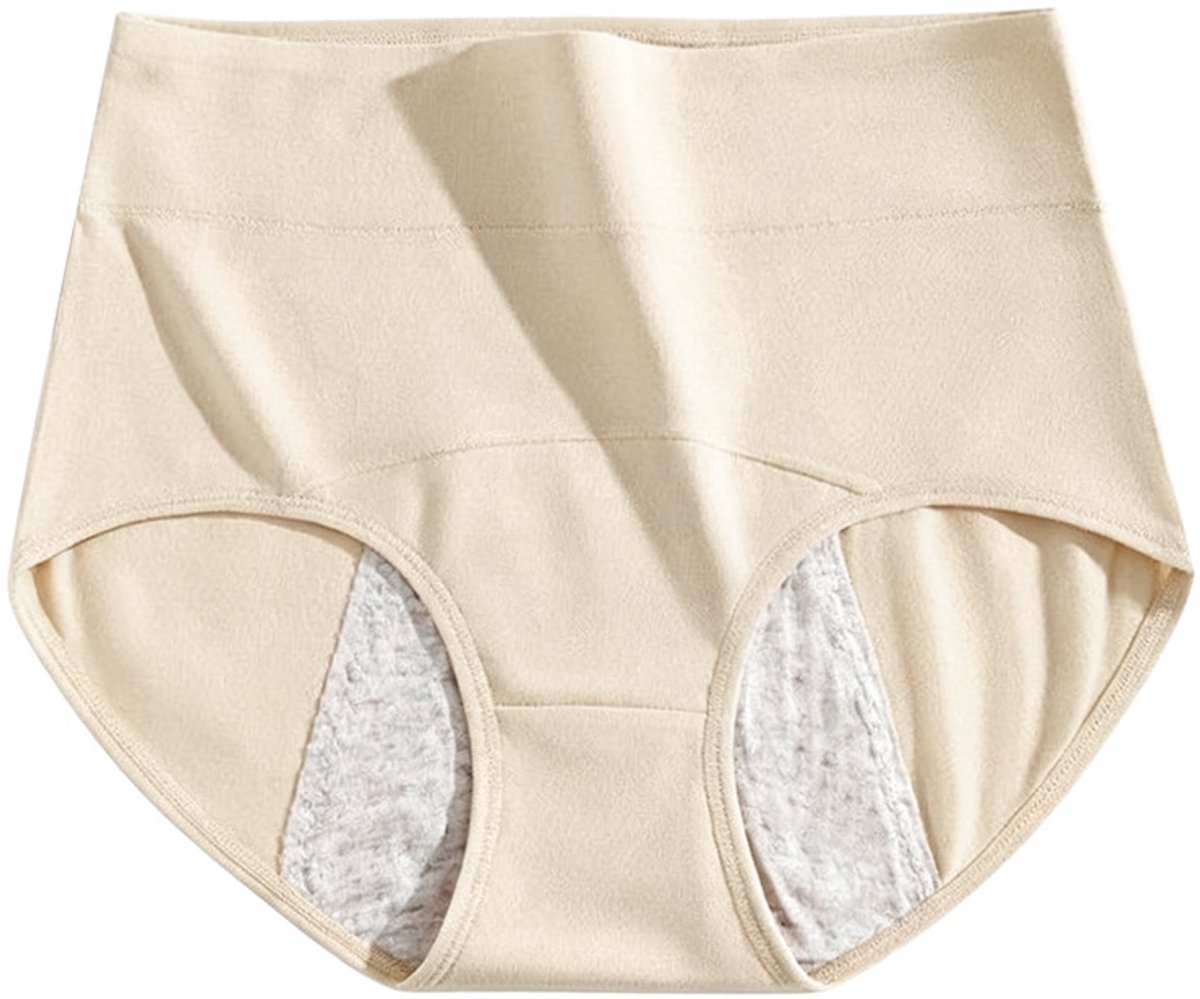 Set van 2 wasbare incontinentieslipjes voor dames, anti-urinelekslipjes, wasbaar, sterk absorberend menstruatieondergoed met hoge taille,kleur,L (Aanbevolen: 40–52.5 kg)