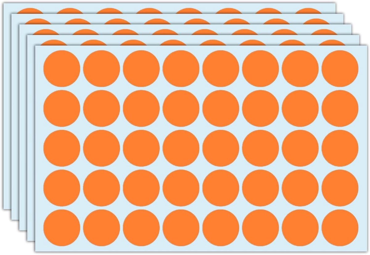 Ronde Stickers - Gekleurde Stippen - Kleur Coderen - Zelfklevend - 1000 Stuks - Oranje