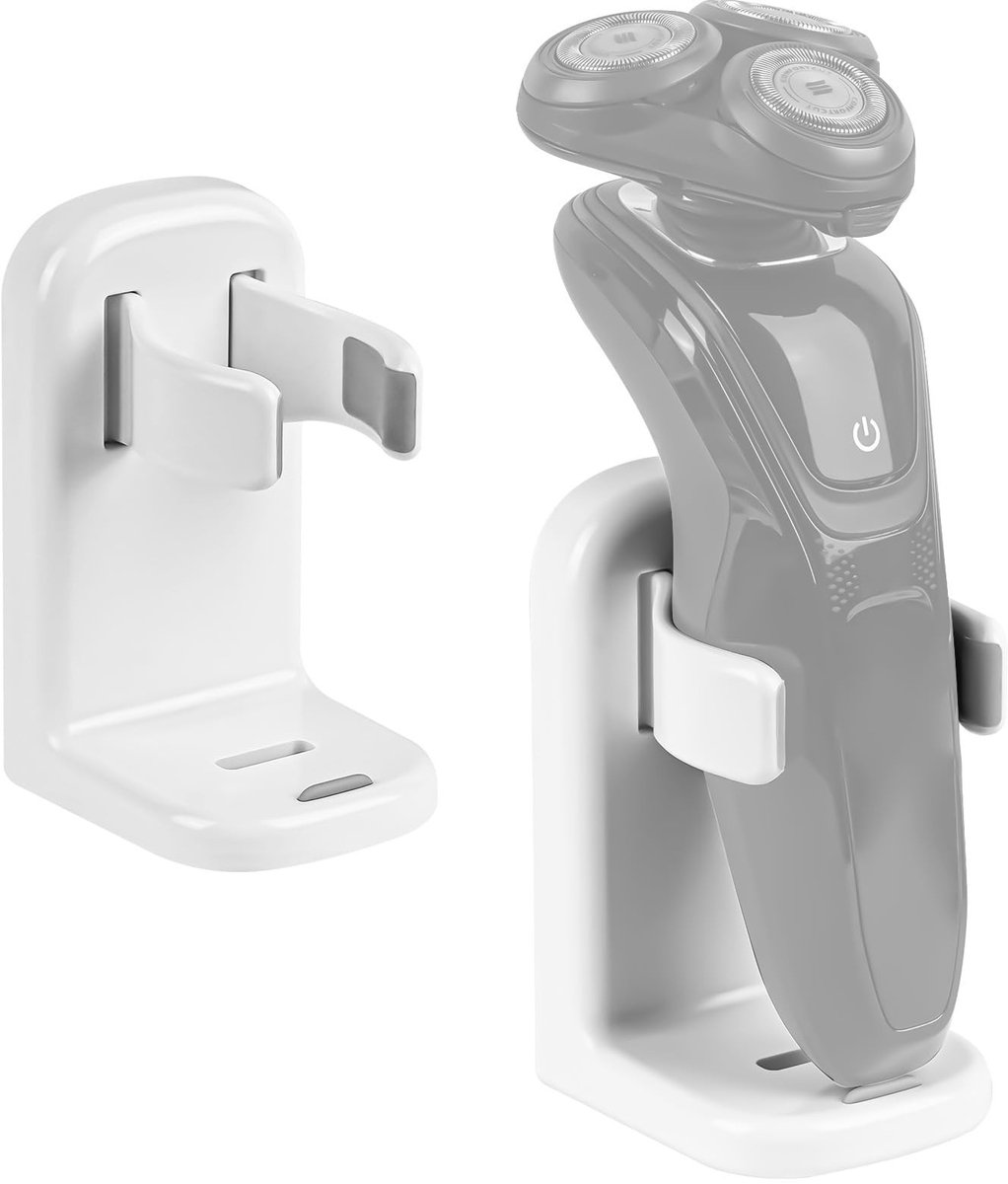 SPHProducts - Elektrische Scheermes Houder - Zelfklevende Muurbevestiging - Wit - Opslag Elektrisch Scheerapparaat - Badkamer Douche Opslag - Geschikt
