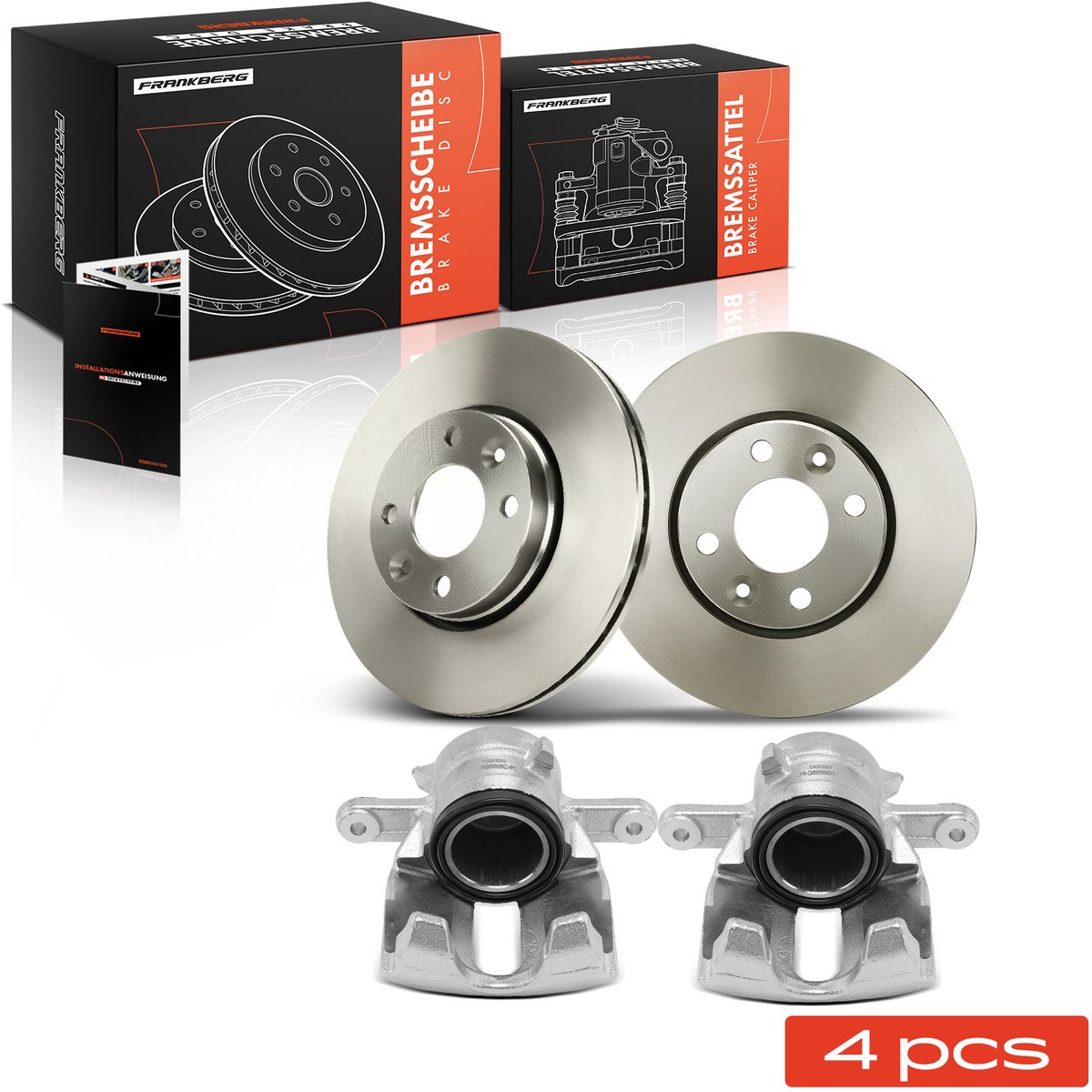 Frankberg 2x remklauw + 2x remschijf voor voor Nissan Note 2006-2013