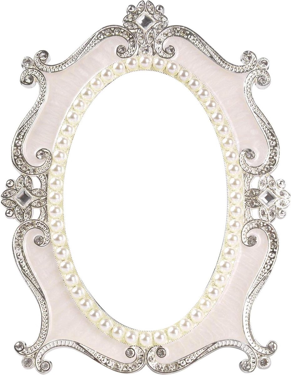Make-up spiegel - Tafelspiegel sierlijk - Make-up aanbrengen - Vintage bloemen design - 18x24 cm - Wit