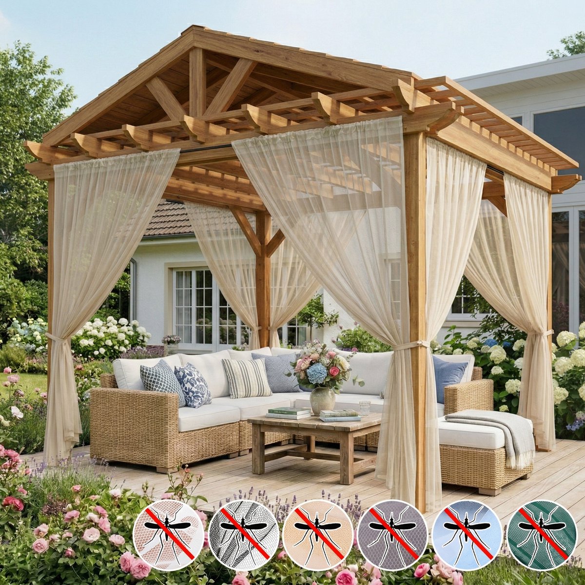 MUPOO DIY Vliegengordijn & Anti-Buite Muggengordijn kant en klaar-tegen Insecten-Op Maat te Knippen-Fijnmazig vitrages kant en klaar -Luchtig -Klamboe voor Terras, Balkon, Tuin - Beige - 160x305 cm-2 stucks Beige-2 stucks