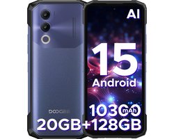 DOOGEE Blade 20 - Robuuste Smartphone - Outdoor Smartphone - 20GB RAM + 128GB - 10300mAh/18W - 6,56 inch 90Hz - 4G Dual SIM- Android 15 - IP68 - NFC- GPS - Face ID - Paars