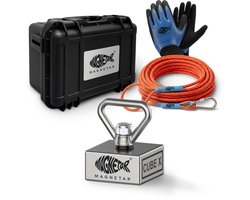 Magnetar Magneetvissen Cube X pakket - Kinderen en Beginners - Vismagneet - 360° 450kg Blok magneet - Set met Touw en Handschoenen