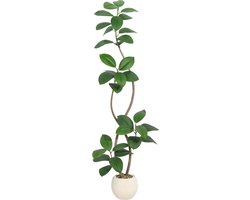 Kunstmatige Rubberboom - Voor Home & Binnen - Faux Fiddle Leaf Vijgenboom, Tropische Grote Vloerplant - Real Touch - Groen-180cm