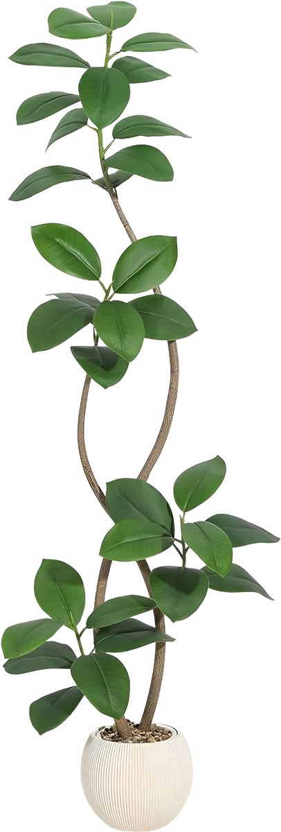 Happiq Kunstmatige Rubberboom - Voor Home & Binnen - Faux Fiddle Leaf Vijgenboom, Tropische Grote Vloerplant - Real Touch - Groen-180cm