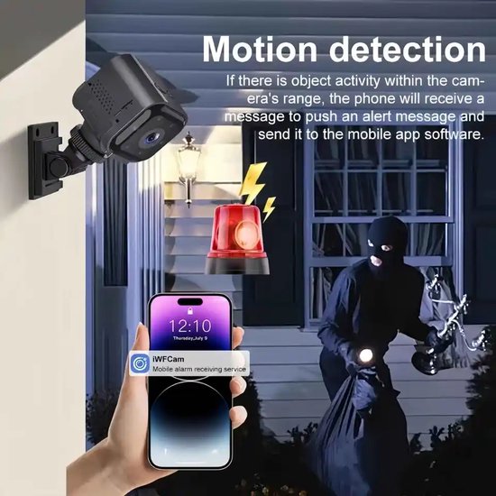 Wifi beveiligingscamera - met nachtzicht -bewegingsdetectie - tweewegsaudio - HD-beeldkwaliteit - binnen en buiten - babyfoonfunctie — afbeelding 4
