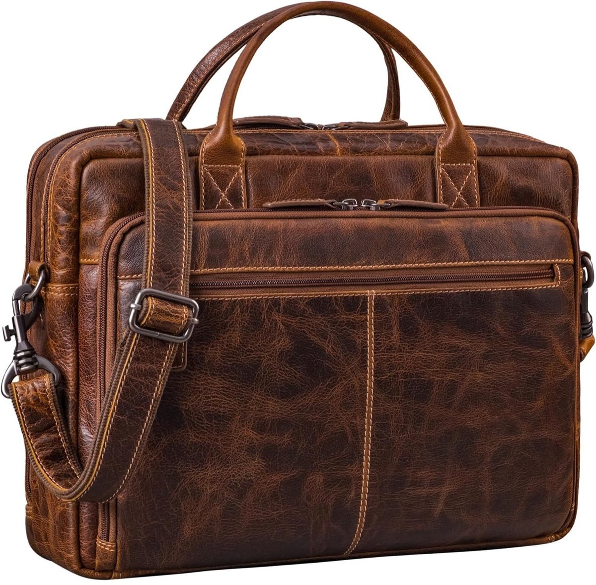 Leren Laptoptas - Laptoptas - Leren Tas - Luxe Leren Laptoptas - Werktas - Schoudertas - Business Tas - Leren Business Tas - 15.6-16 inch - Bruin - van Imperatoris
