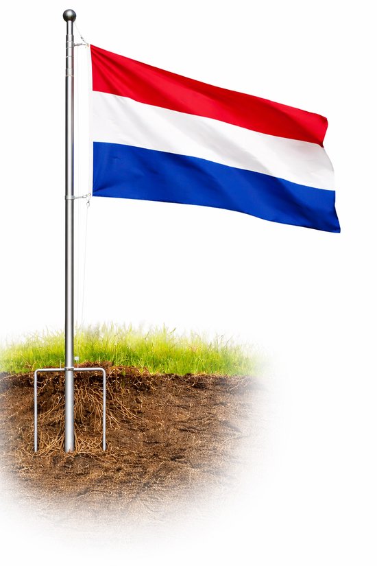 VlagDirect - Verstelbare Vlaggenmast 4M - Roestvrijstale vlaggenstok - Eenvoudige installatie.