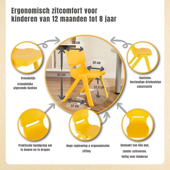 Quvo® Peuterstoel - Kinderstoel - Peuter Stoel - tot 80 kg - Geel - 34cm x 36cm x 51cm van quvo — afbeelding 5