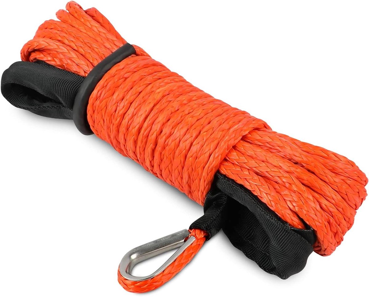 Synthetisch Lier Touw - Lier Lijn Kabel - Voertuig Bergen - 10000 Pond Treksterkte - 1/4" x 50ft - Oranje