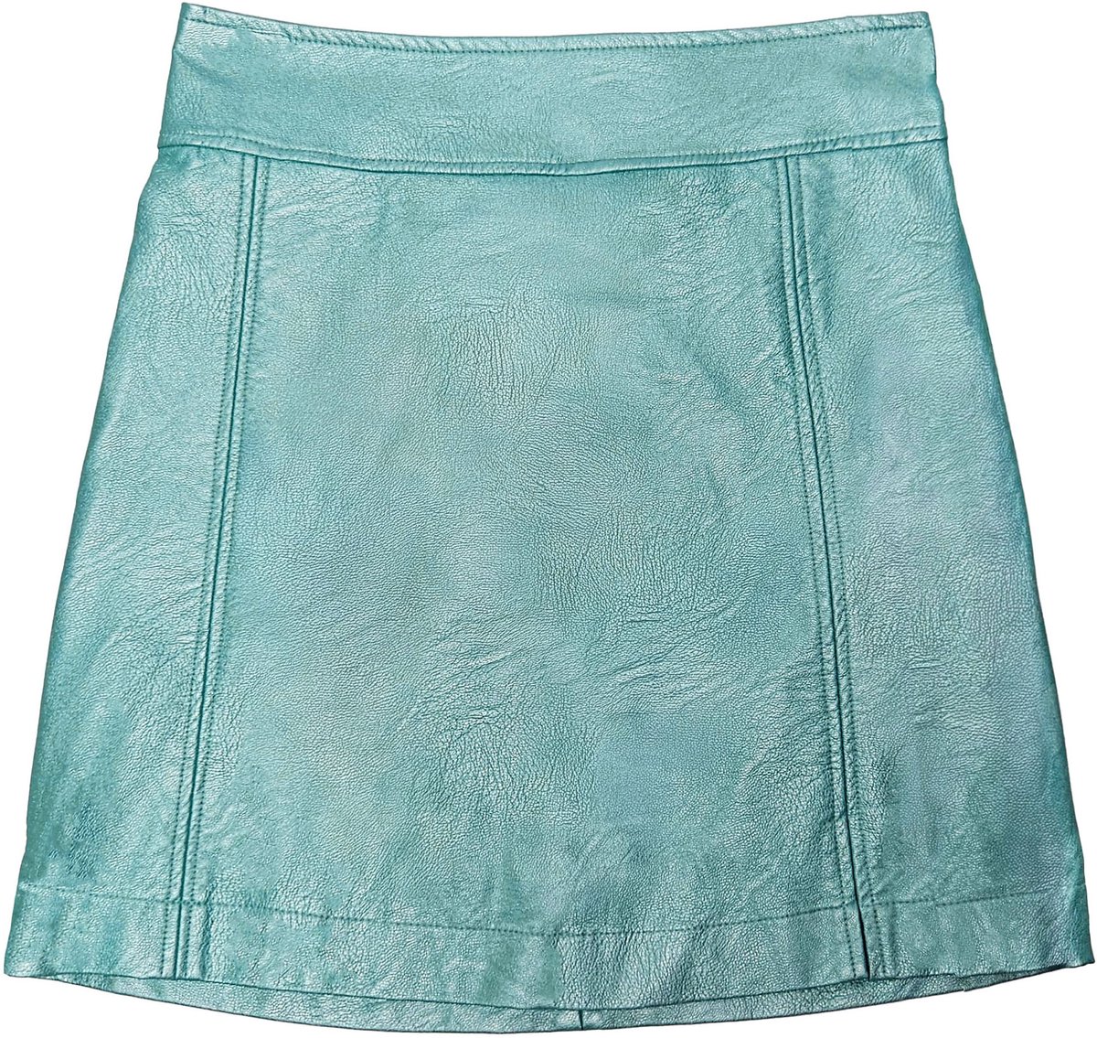 Zoen Woman - Bliss Vegan Leather rok - PU skirt - a-lijn rokje - Shiny Aqua blue blauw - XS