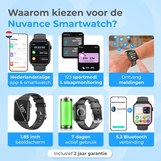 The Life Style Goods - Montre connectée pour femmes/hommes - Moniteur de fréquence cardiaque et podomètre - Android/IOS - Étanche - Zwart