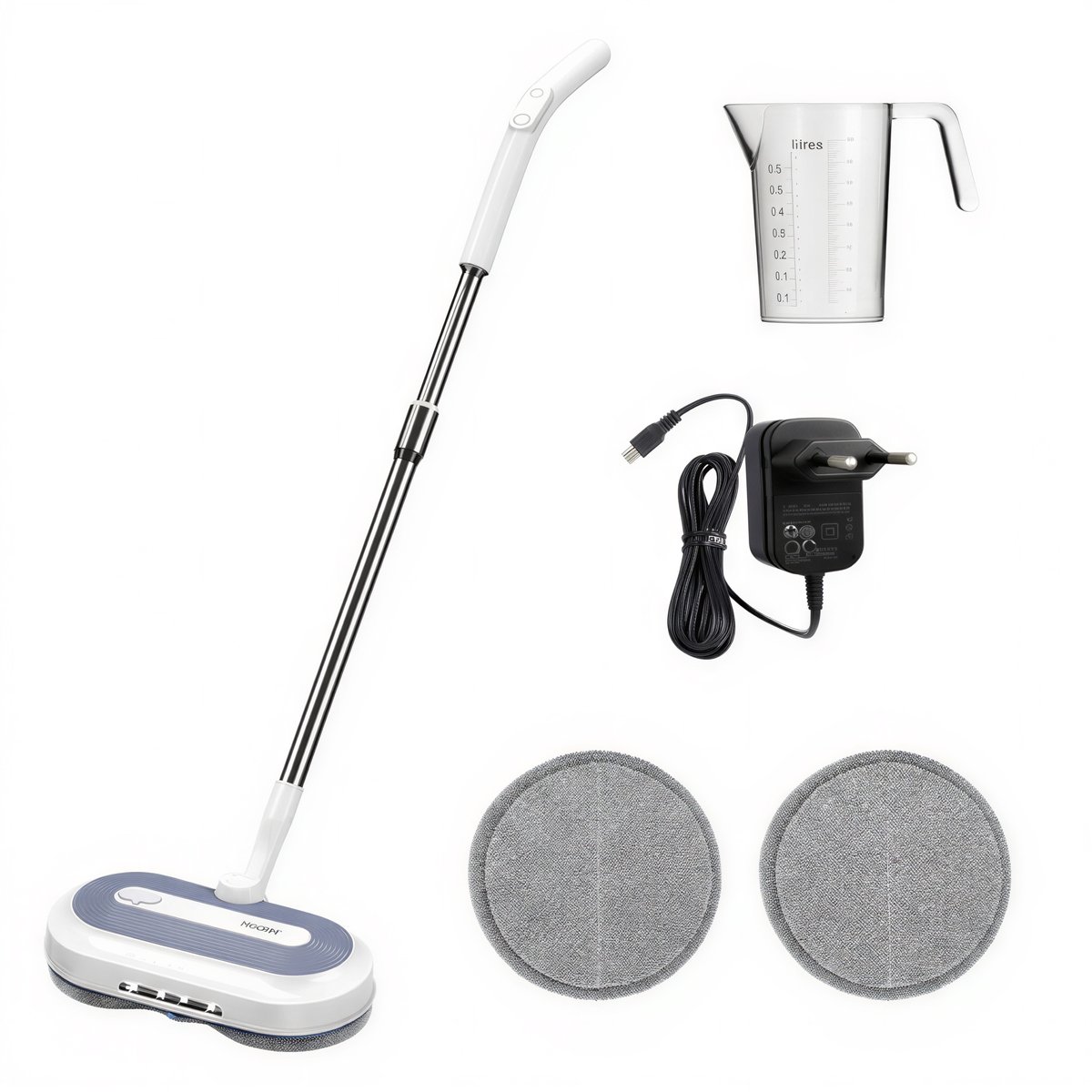 Vapore Elektrische Dweil Draadloos - 150×150 RPM Dual Rotatie - 40 min Accu - LED Verlichting - Vloerreiniger - Alle Harde Vloeren - Stil 77.5 dB - Dweilsysteem met Spray