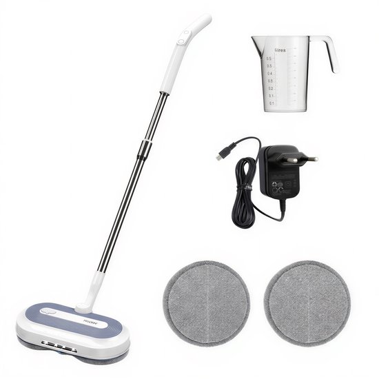Vapore Elektrische Dweil Draadloos - 150×150 RPM Dual Rotatie - 40 min Accu - LED Verlichting - Vloerreiniger - Alle Harde Vloeren - Stil 77.5 dB - Dweilsysteem met Spray