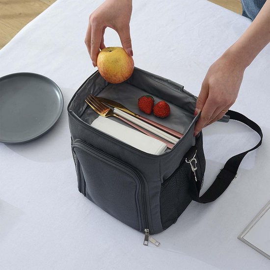 Koelrugzak voor lunch - geïsoleerde lunch rugzak met waterbestendige buitenkant en ritssluiting, geschikt voor werk, school, picknick en reizen - grijs — afbeelding 3