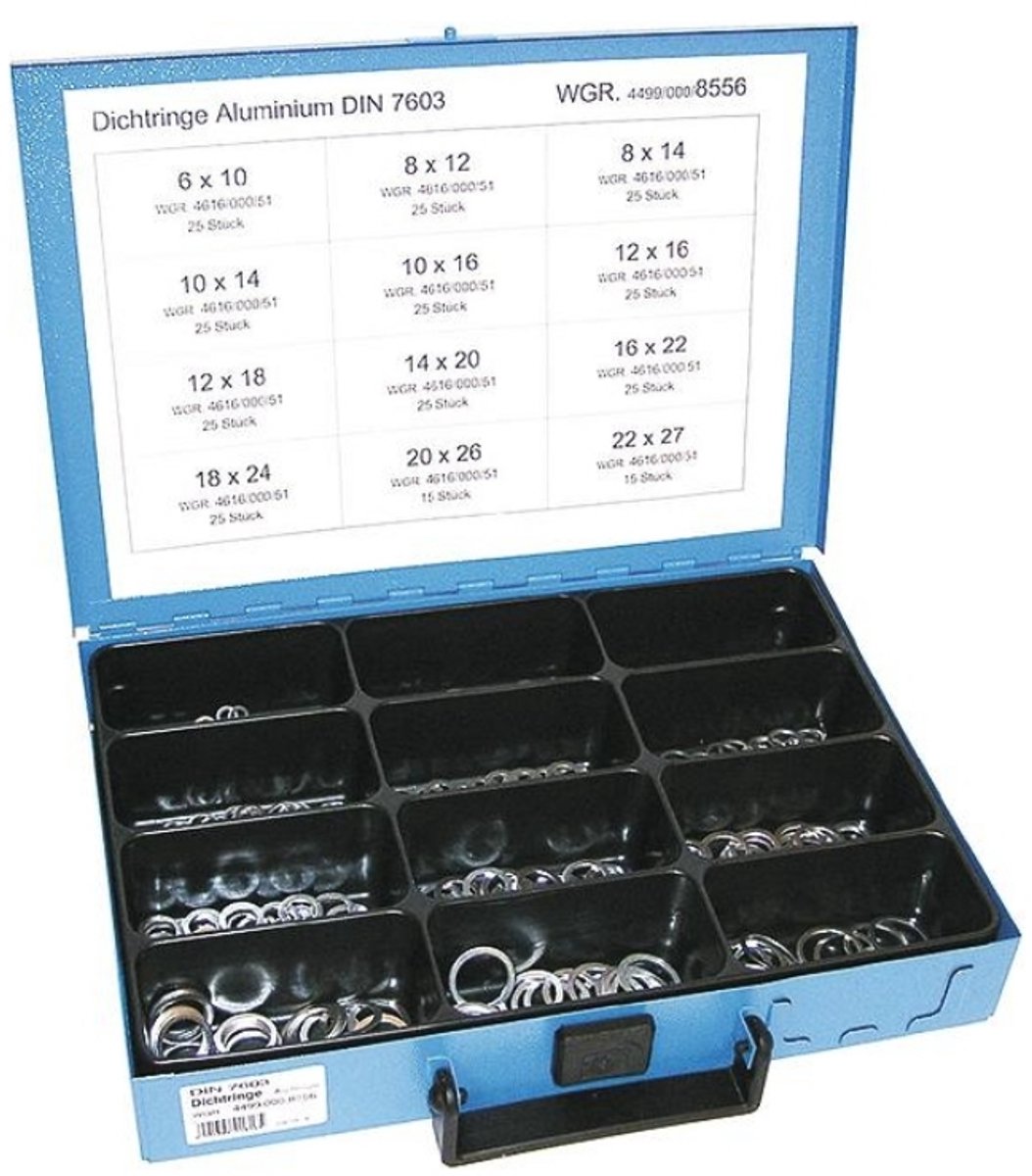 Dresselhaus Aluminium Dichtring-assortiment – 280-delig – DIN 7603