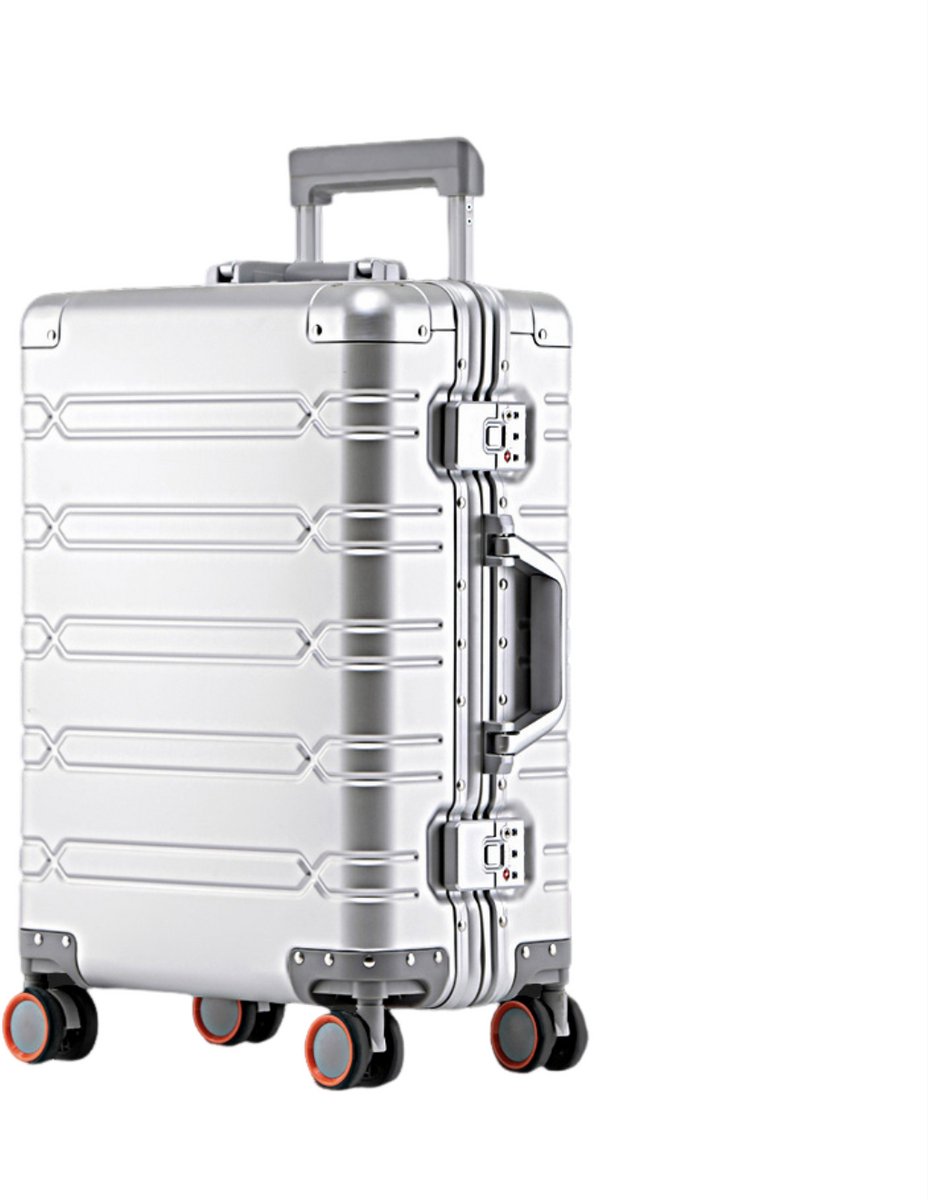 Jently reiskoffer - trolley - rolkoffer - aluminium koffer - reisvalies - 35 x 23 x 55 cm - zilver - zakelijke rol bagage
