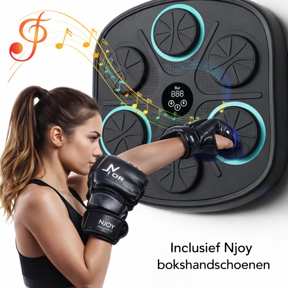 Slimme Bluetooth Boksmachine met Muziek – Oplaadbaar Reactietrainer Paneel