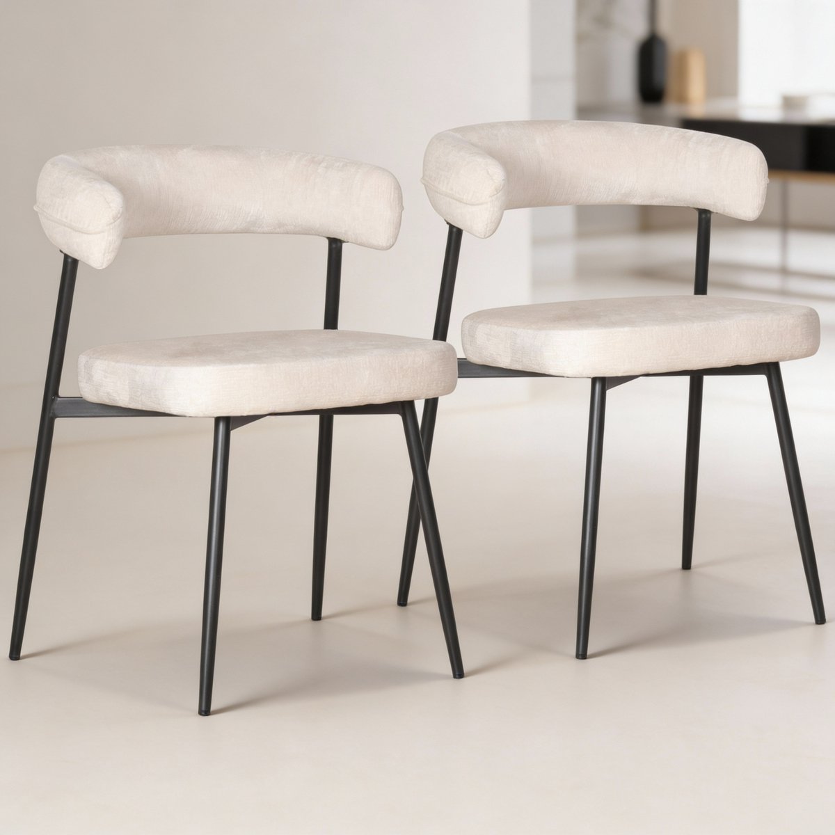 Set van 2 stoffen stoelen THEA in beige