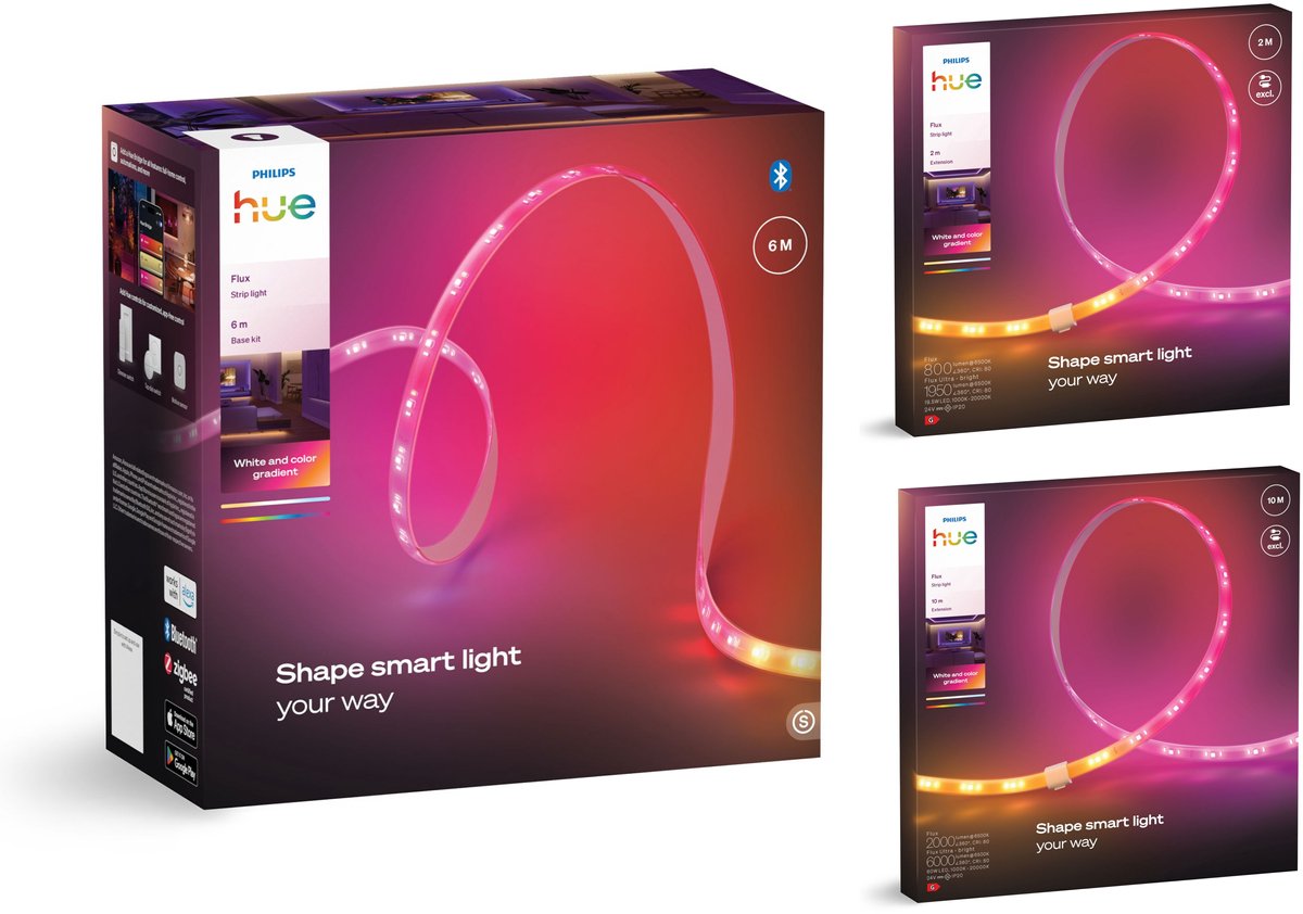 Philips Hue Flux LED strip 18 Meter - Wit en Gekleurd Licht - Light Strip - Incl. Voedingskabel - Hue White and Color Ambiance — afbeelding 7