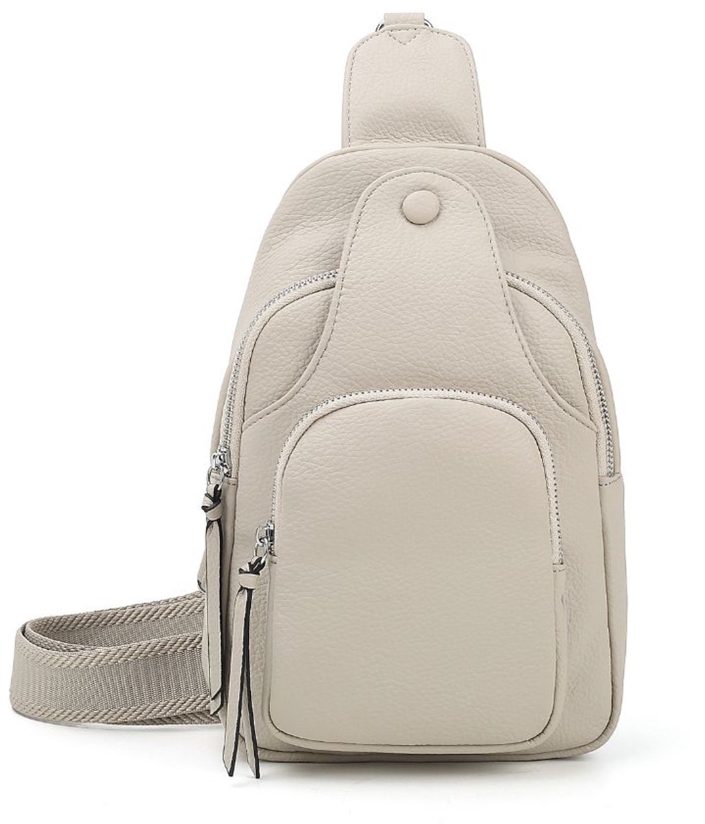 Dames Crossbodytas Lichtgrijs - Schuine Rugtas - Rugzak Voorkant - Anti Diefstal Rugzak - Sling Bag - Moederdag Cadeau