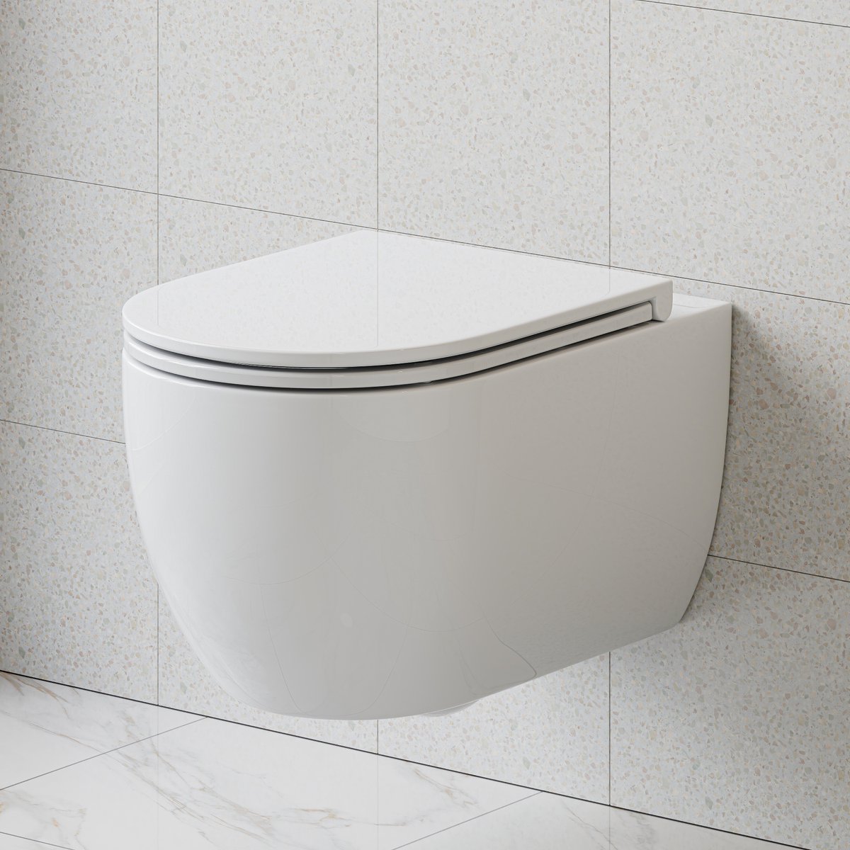 HOROW Hangtoilet - diepspoel - spoelrandloos - vuilafstotend - keramiek wandcloset - glans wit - 35.5x54x36cm