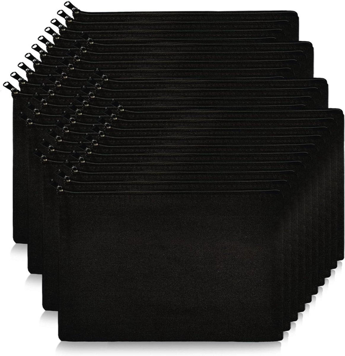 Canvas Ritszakjes - Cosmetica Tasjes - DIY Knutselen - Duurzaam en Wasbaar - 40 Stuks - Zwart