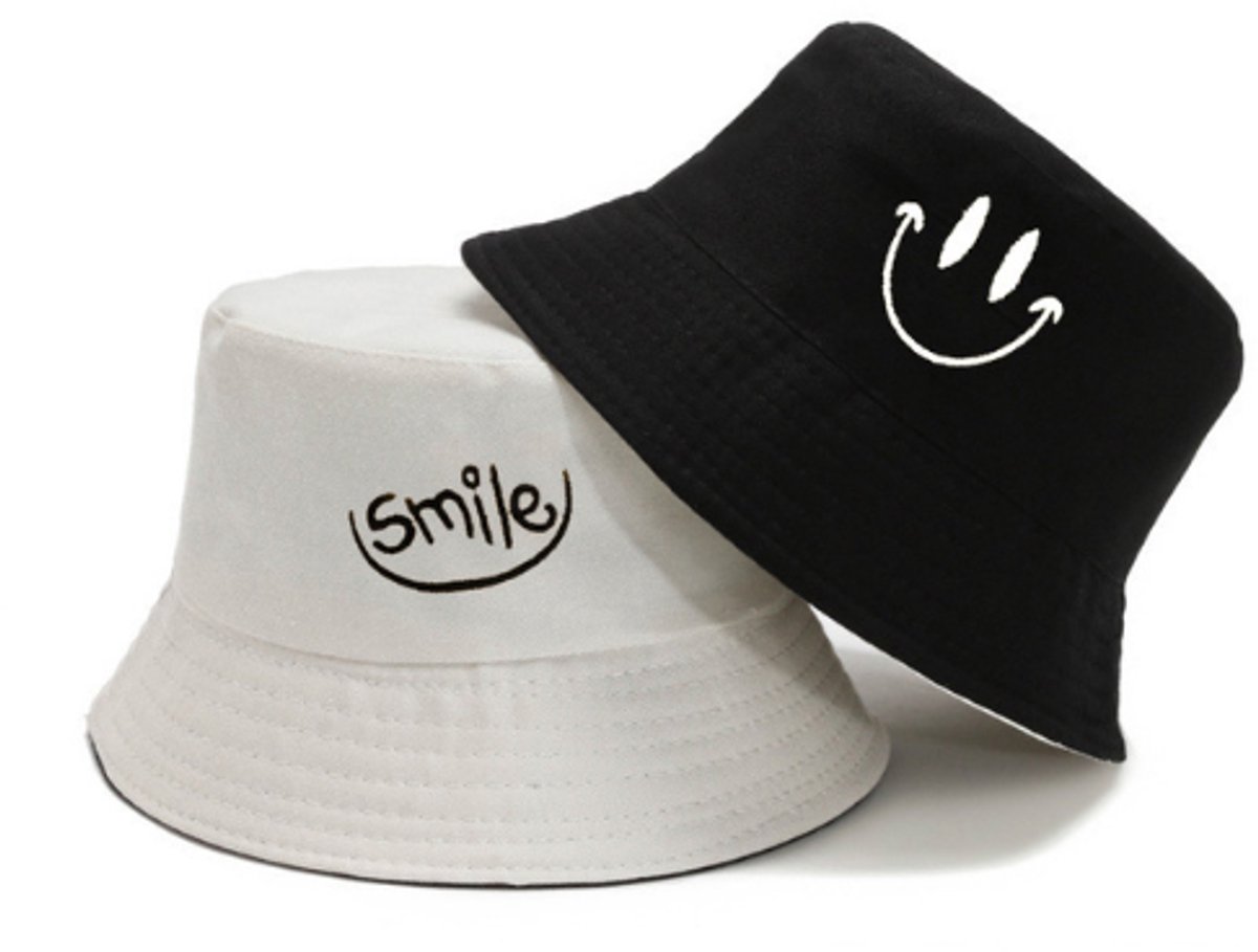 Reversible Smiley Bucket Hat – Omkeerbaar Vissershoedje – Smiley Hoed – Zonnehoed voor Dames & Heren – Dubbelzijdige Bucket Hat – Festival Hoed – Zomer hoed – Casual Streetwear Hoed – Unisex
