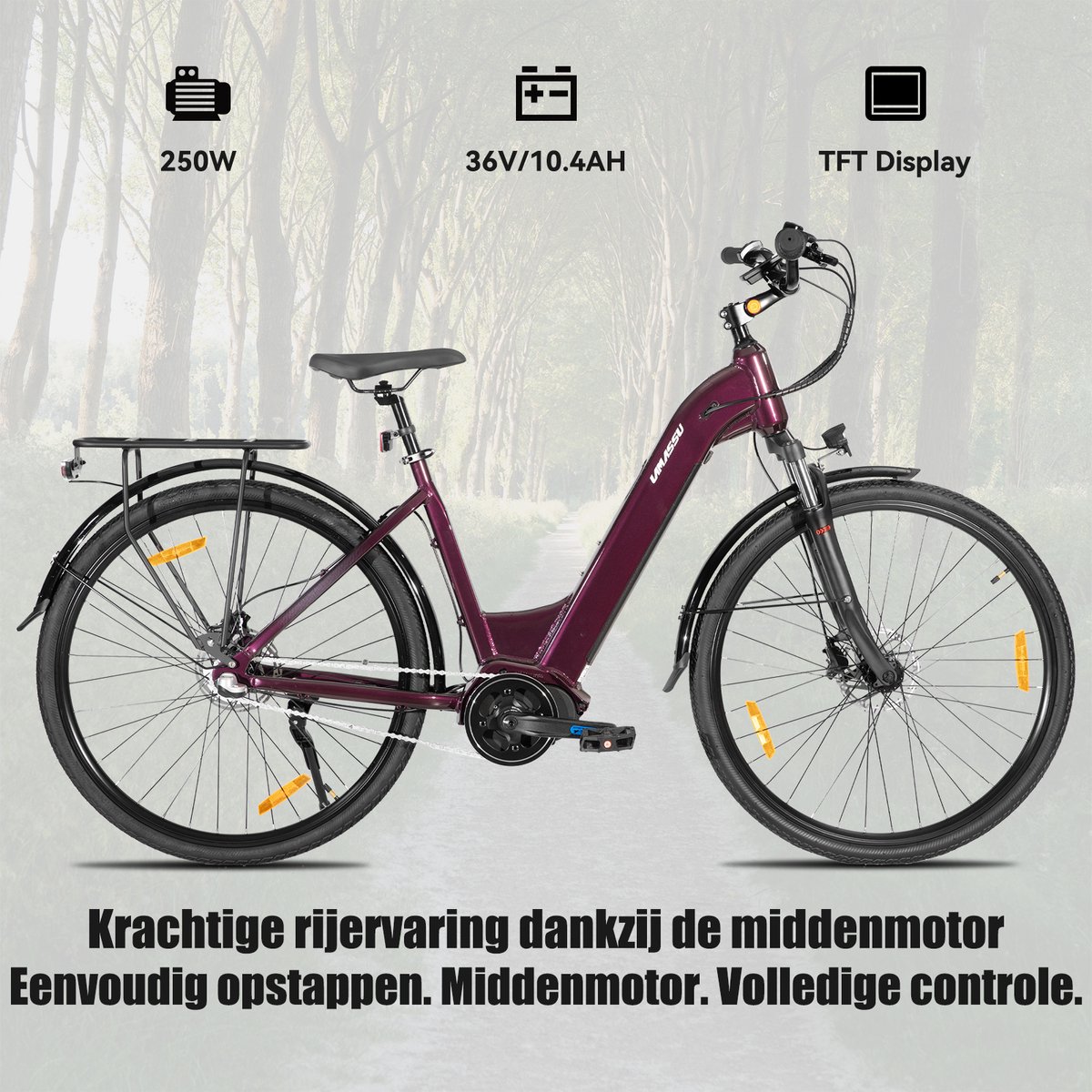 HILAND Overstreet E-Bike Dames - 28 inch - Hydraulische Schijfremmen - 3 Speed Naafversnelling - 250W - 10.4Ah Accu - Lage Instap thumbnail 3