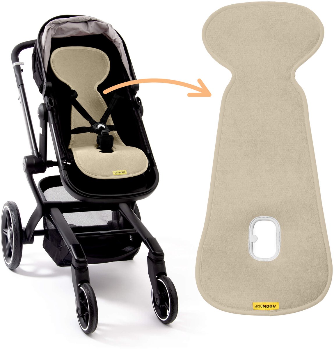 AeroMoov Air Layer – Inlegkussen Buggy – Ademend & Warmteregulerend - Universeel - Shell