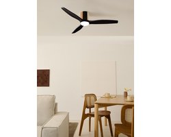 CREATE - Stille plafondventilator 100% hout 40W (Ø132cm) - Met licht LED - Afstandsbediening - 6 snelheden - Programmeerbaar - WIND CALM CUSTOM WOVEN