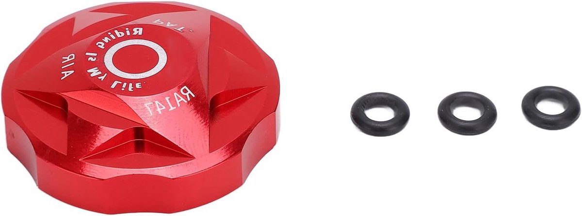 Verstelbare Voorvork Vering met Luchtventiel Deksel, Aluminium, Schrader Ventieldoppen en 3 O-ringetjes voor Mountainbikes, Rood en Duurzaam