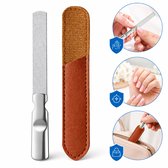 Tomec® Lime à ongles professionnelle en acier inoxydable – Lime à ongles double face en acier – Pour les ongles des doigts et des orteils – Côté fin et gros grain – Argent