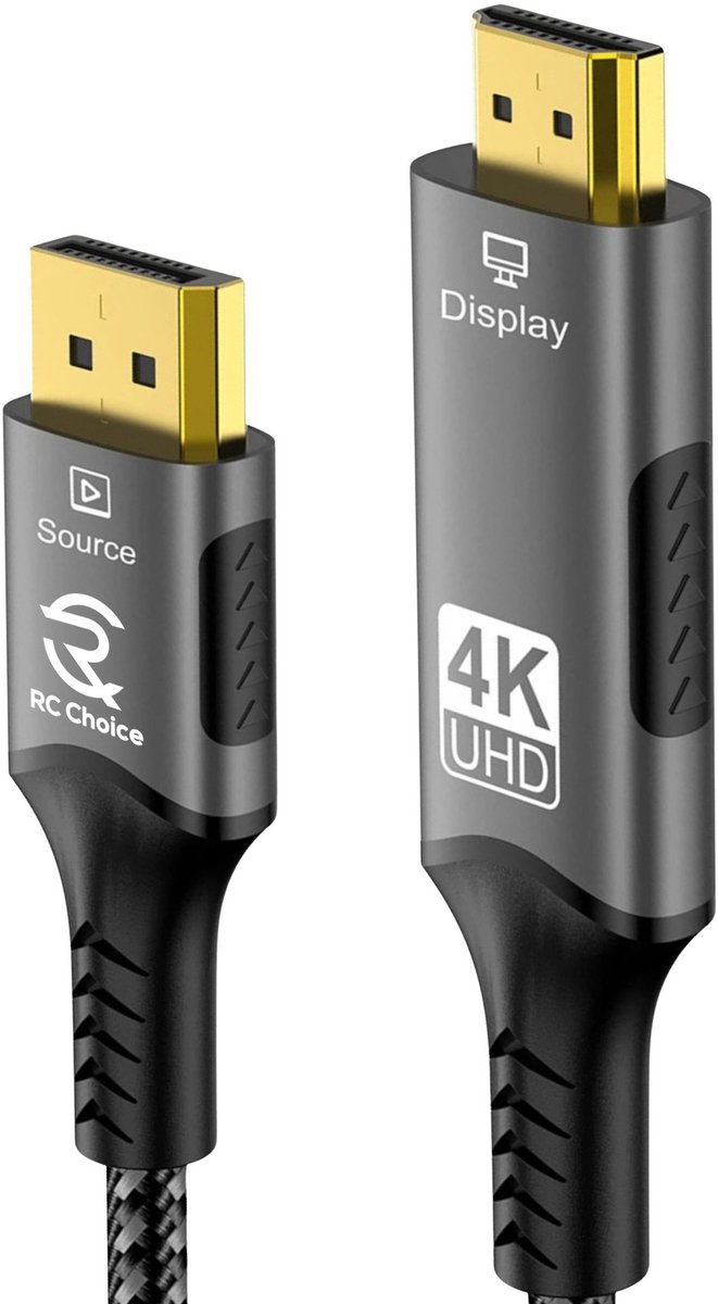DisplayPort naar HDMI Kabel - 4K 120Hz - 3 Meter - Sterk en Flexibel Nylon
