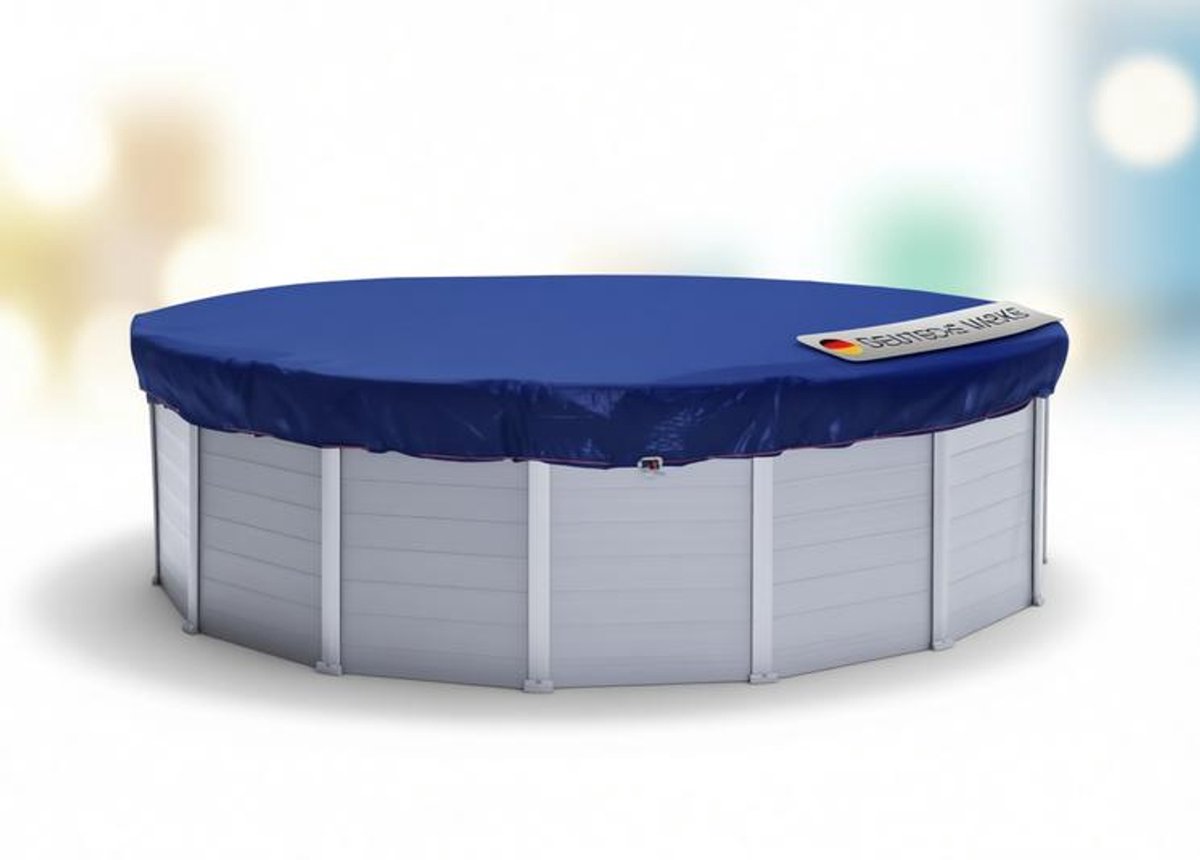 ElleMooi Winter Zwembad Cover Rond 200g/m2 voor Poolsize 500-550 cm Dekbedovertrek ø 610 cm Blauw