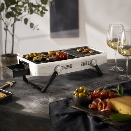 2 in 1 compact BBQ wit - GrillMaster Compact Series - BBQ Grill & Roker - Wit - Ruimtebesparend - Verstelbare Ventilatie - Draagbaar van GrillMaster. — afbeelding 2