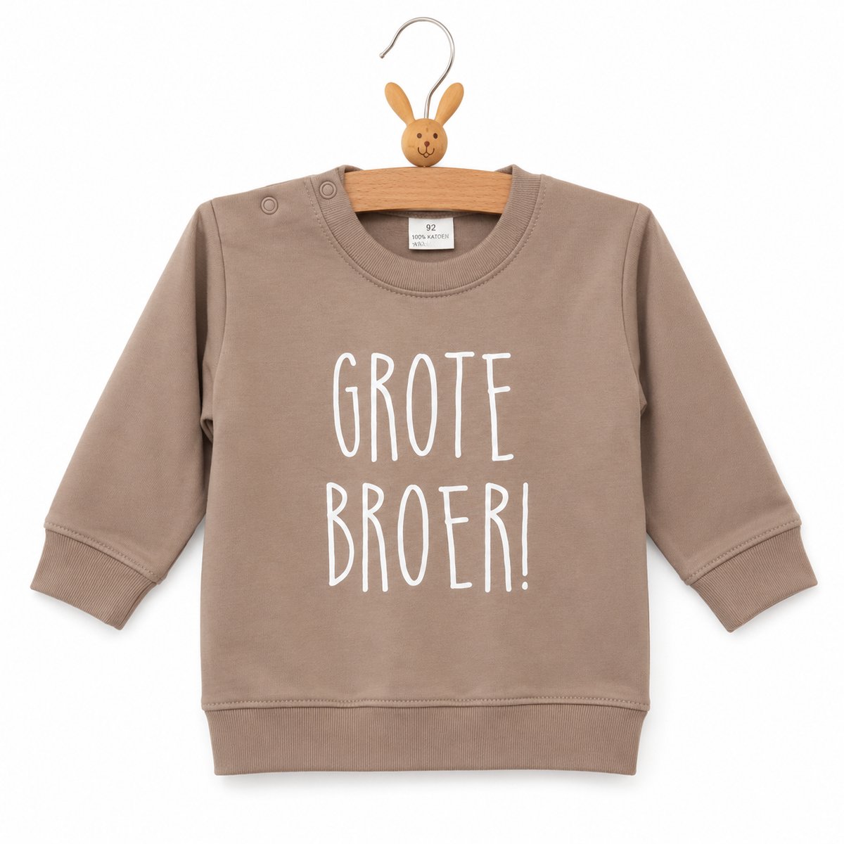 Sweater trui shirt voor kind - grote broer beige - Maat 80 - Big brother bro - Familie uitbreiding - Zwangerschap aankondiging hoera stoer ik word bekendmaking baby in wording