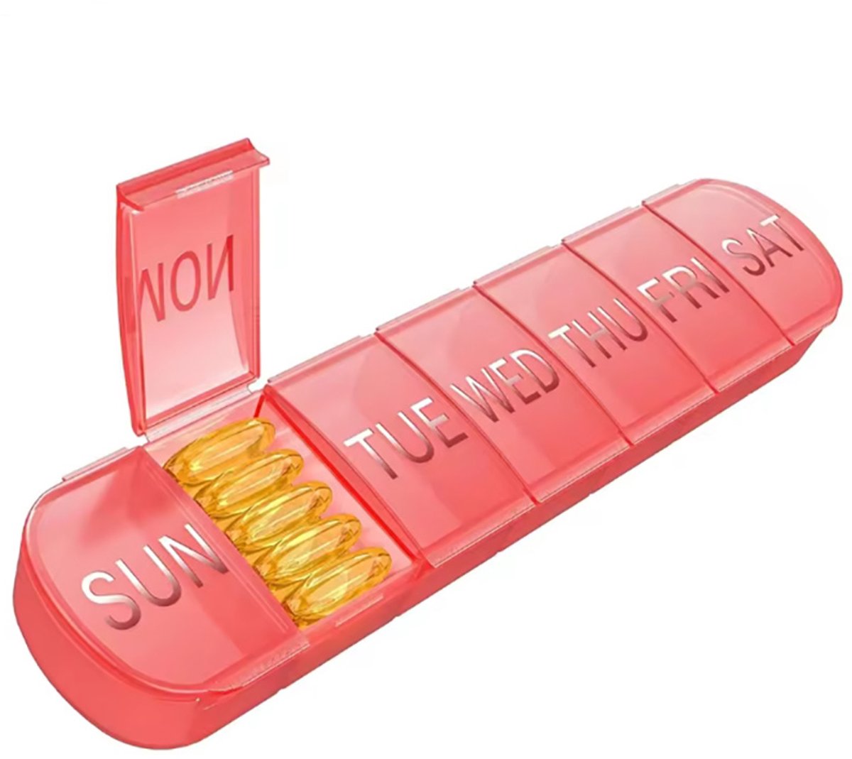 Actie4you® - Pillendoosje XXL - Pillendoos - Medicijn Doosje - Vitamine Doos - Zondag t/m Zaterdag - 7 dagen - 1 Week – Rood