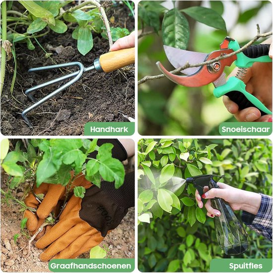 Tuin Expert - 9 delig tuingereedschap set van beukenhout en roestvrij staal - met opbergtas, gieter, handschoenen en snoeischaar - ideaal cadeau voor tuinliefhebbers, moeder of vrouw en dochter — afbeelding 3