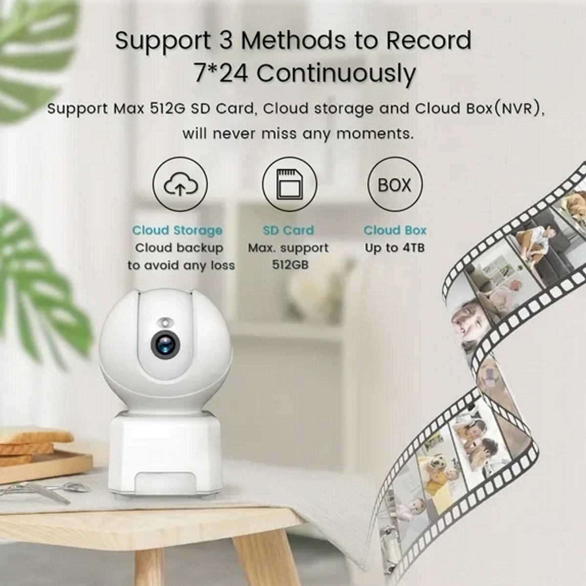 Wifi IP Bewakingscamera (zoom en kantelbare lens, 3 MP-resolutie, tweeweg audio, nachtzicht)
