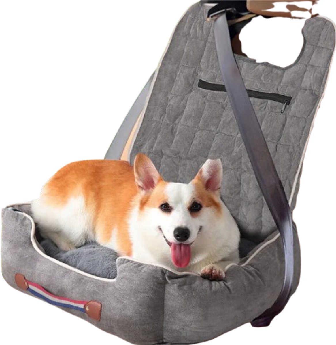 DierDO – Hondenautostoel – Hondenmand Auto – Autostoel Hond – Grijs – 56x44x62 cm – Veiligheidsriem – Antislip – Omkeerbaar Kussen DierDO – Hondenautostoel – Hondenmand Auto – Autostoel Hond – Grijs – 56x44x62 cm – Veiligheidsriem – Antislip – Omkeerbaar Kussen