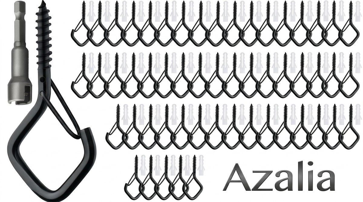 Azalia 30 stuks zwarte haken voor schroeven, schroefhaken roestvrij staal met zekering, haakschroeven, schroefhaken om op te hangen, potplanten, lichtsnoeren, windspelen en vogelhuisjes