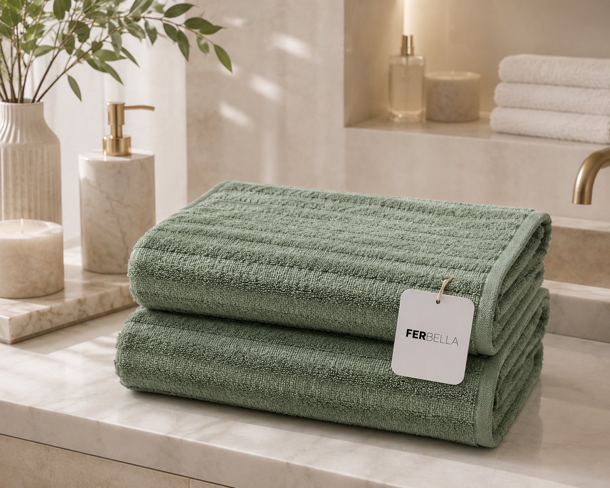 Maya badhanddoekenset 2-delig – 70 x 130 cm – 500 g/m² – Groen