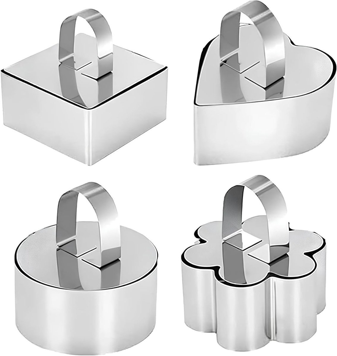 Set van 4 Ronde Taartvormen van RVS, Perfect voor Mousse, Taart en Gebak, Ideaal voor Bakken en Desserts