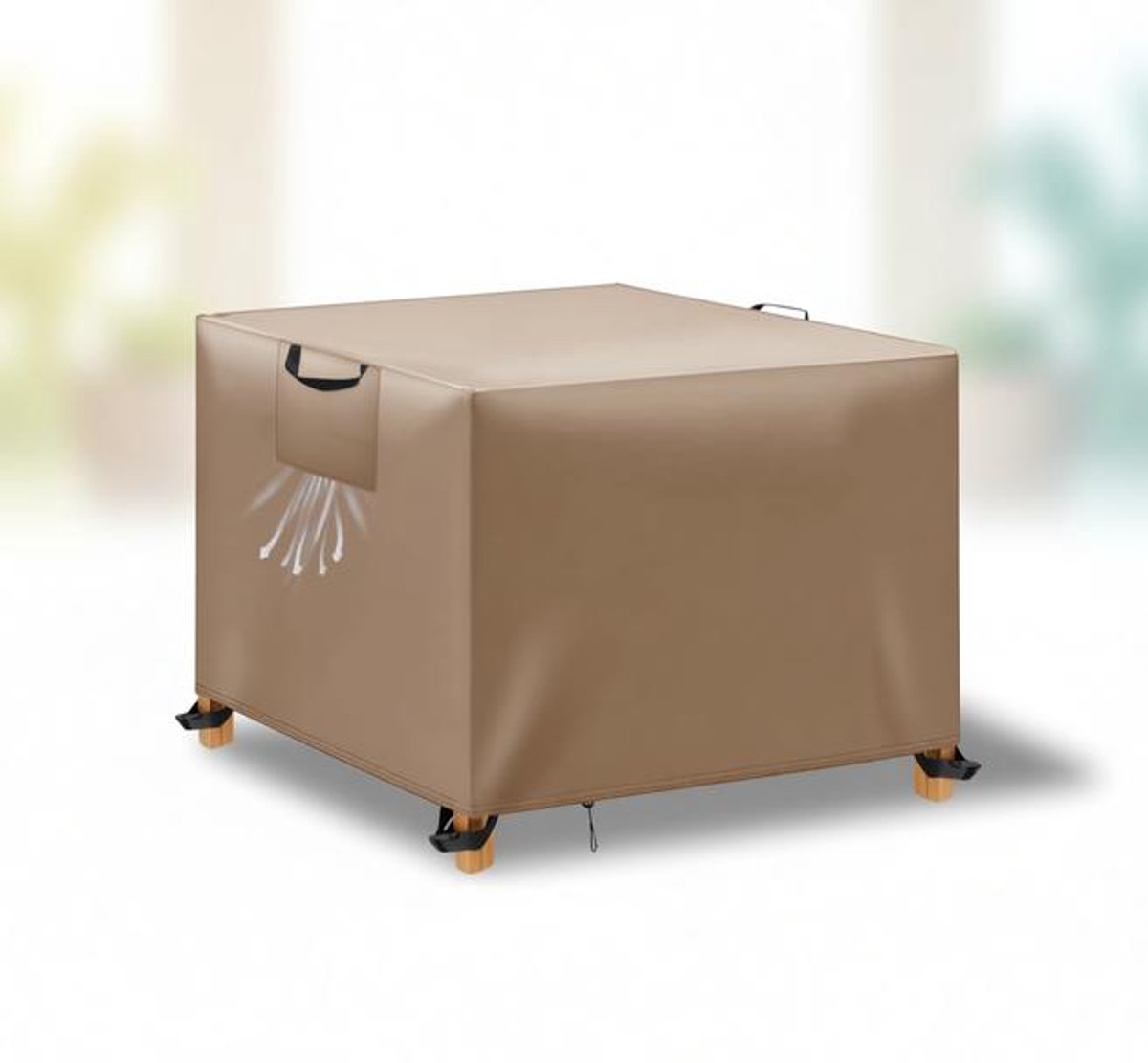 ElleMooi Waterdichte Tuinmeubelhoes 70x70x70 cm - Kaki - 420D Oxford - UV-bestendig - Winddicht
