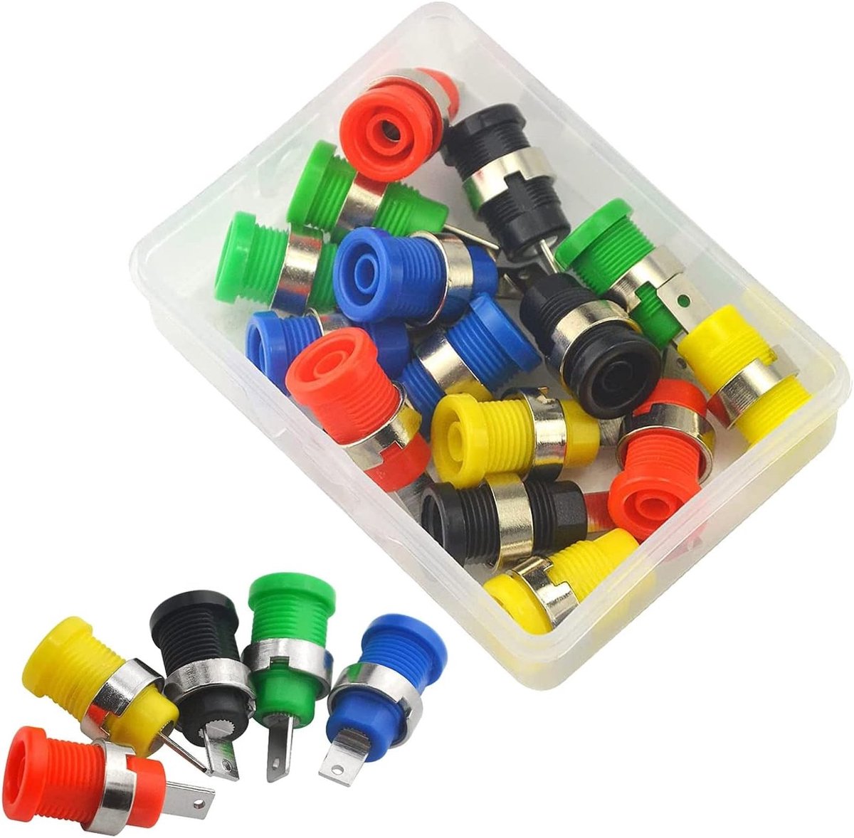 15 stuks 4 mm bananenbussen voor paneelmontage - Testpunten - Banaanstekkers - Luidspreker stekkers - 40 mm veiligheidsbussen voor schakelpaneelmontage - Sonde binding posts