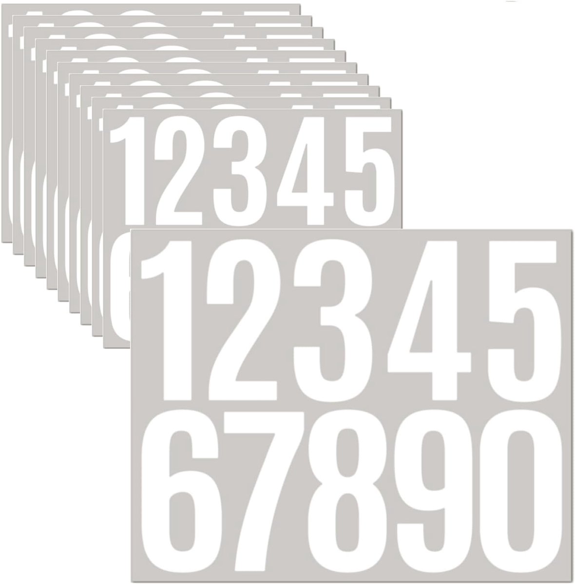 10 vellen vinyl huisnummers – 76mm waterbestendige brievenbusnummers, zelfklevende stickers voor brievenbussen, auto's, boten, ramen, deuren en appartementen (wit, 3 inch)
