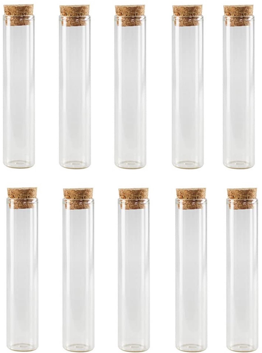 SMOAKEZ- Reageerbuizen 10 Stuks - Transparante Glazen - Kurkstoppers - Ronde Flessen - Opbergcontainers - 60 ml (2 oz) - Opslagflessen