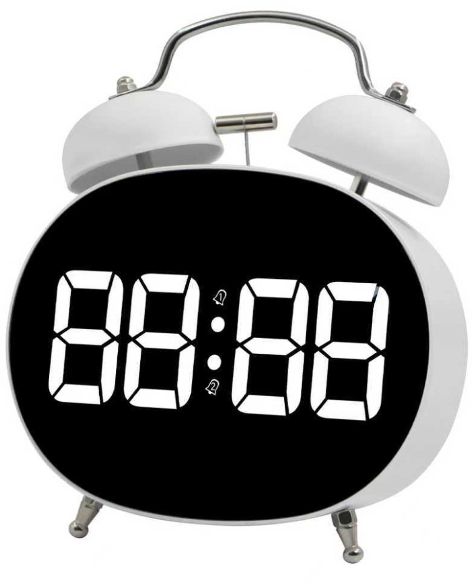 Wekker-LED display-mechanische bel-luid geluid-elektronische klok-kinderwekker-batterijgevoed (batterijen niet inbegrepen)HL Wit 2